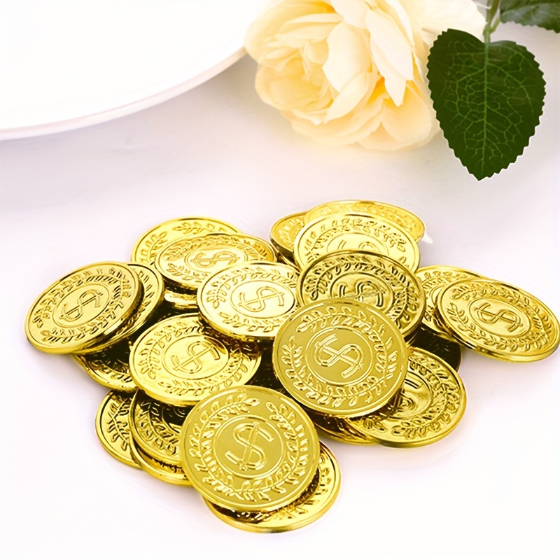 Arcade Game Coin - 50pcs Golden Coins Plastic Play Golden