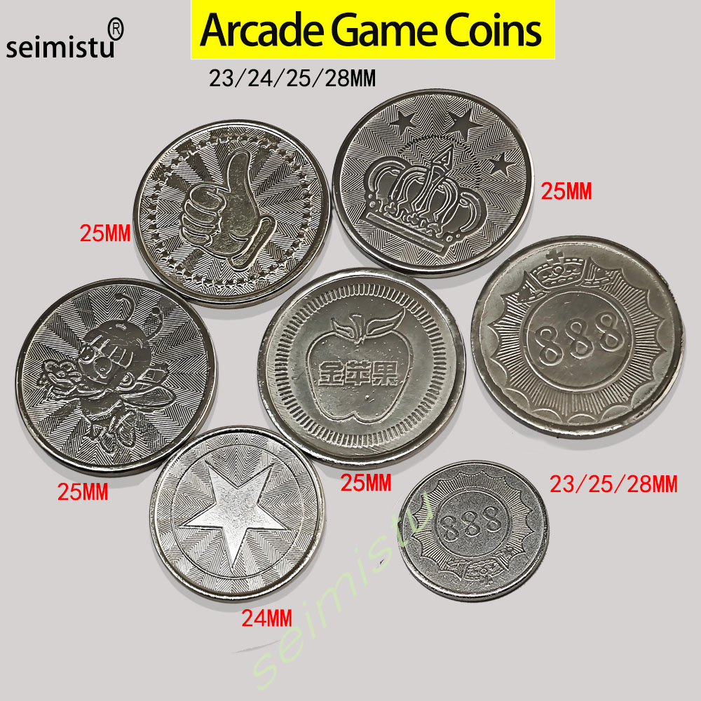 Arcade Game Vending Machine - 100pcs Stainless Steel 23/24/25mm Tokens Crown