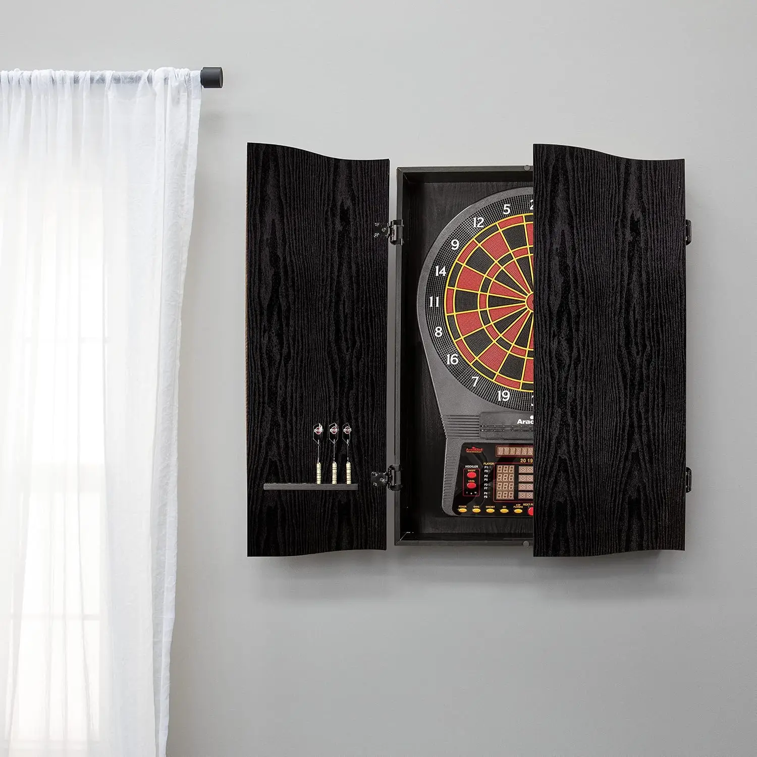 Black CricketPro Dartboard Cab - Electronic Dartboard Cabinet ulasan dan harga