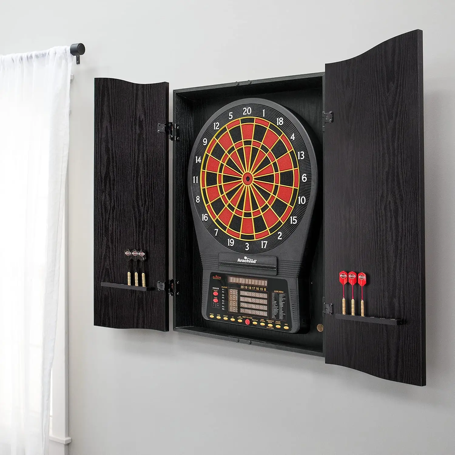 Black CricketPro Dartboard Cab - Electronic Dartboard Cabinet ulasan dan harga