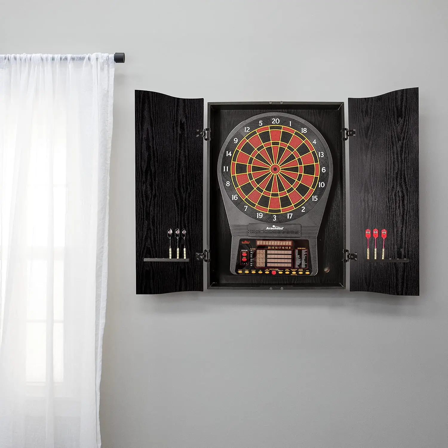 Black CricketPro Dartboard Cab - Electronic Dartboard Cabinet ulasan dan harga